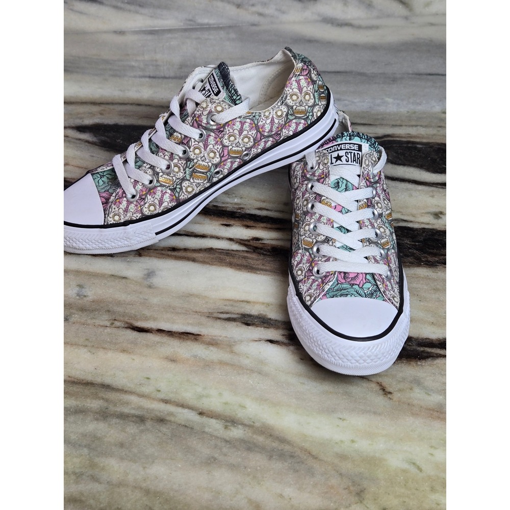 Converse Chuck Taylor All Star Sugar Skull Floral Low Top Sneakers Multicolor W7 - Picture 2 of 11